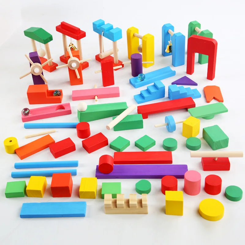 Woodworking Domino - Montessori Wooden Rainbow Domino Toy para