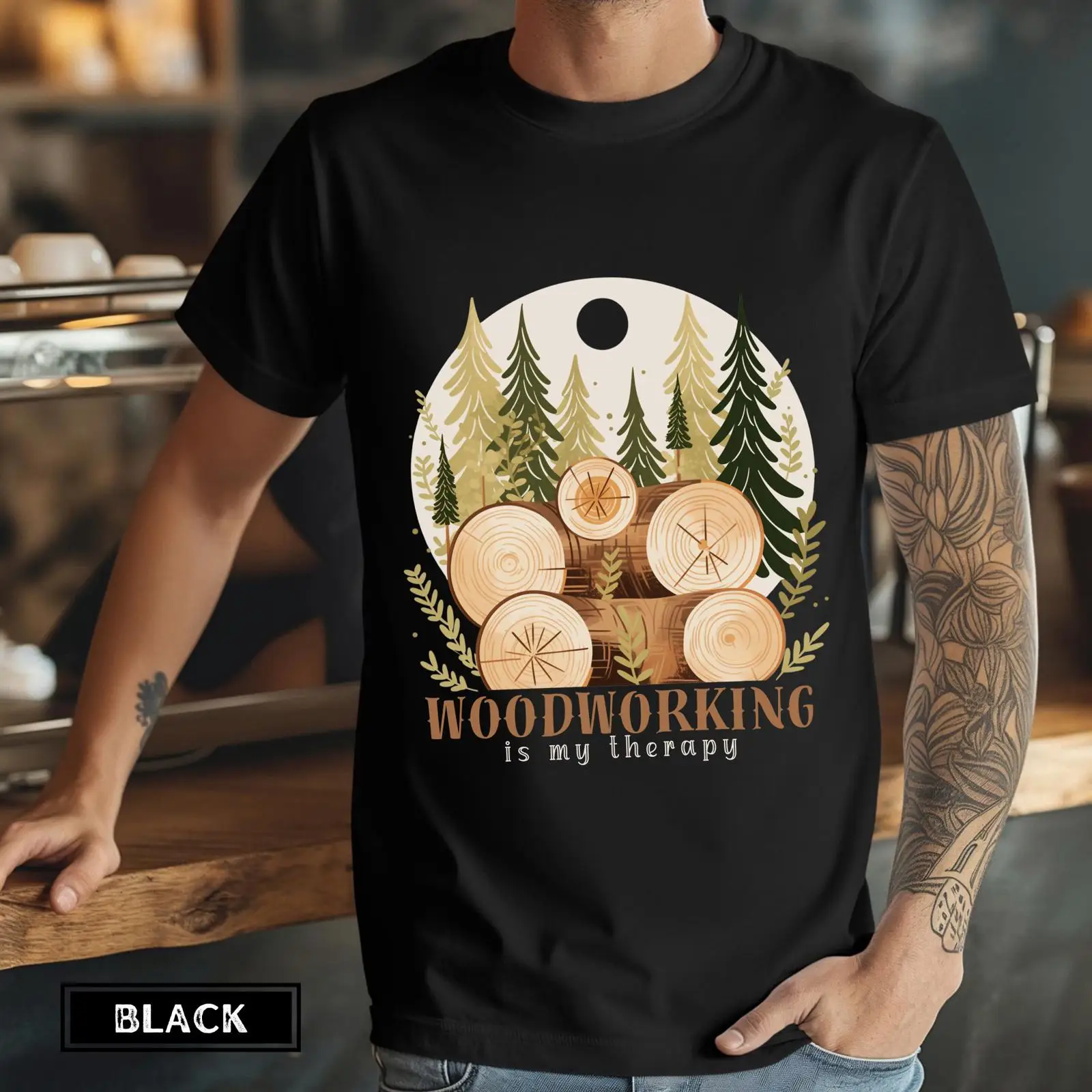 Camiseta 'O Trabalho em Madeir - Woodworking Therapy avaliação e preço